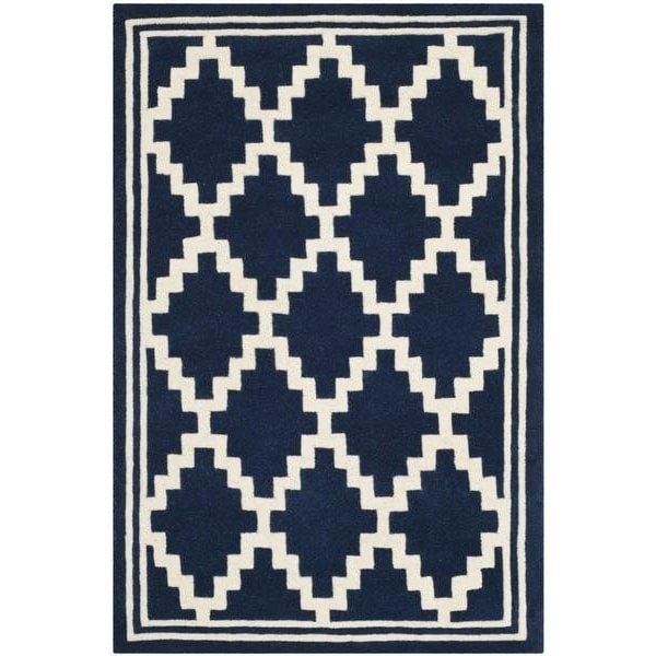 Safavieh Chatham Hand Tufted Rectangle Rug- Navy - Ivory- 2 ft. 3 in. x 7 ft. - CHT743C-27