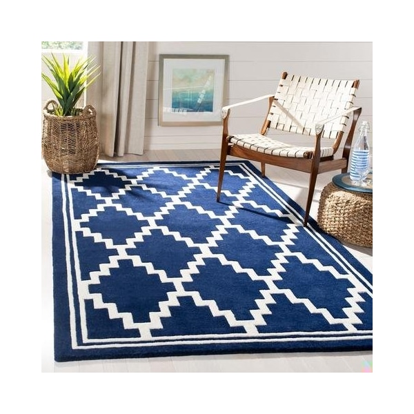 Safavieh Chatham Hand Tufted Rectangle Rug- Navy - Ivory- 2 ft. 3 in. x 7 ft. - CHT743C-27