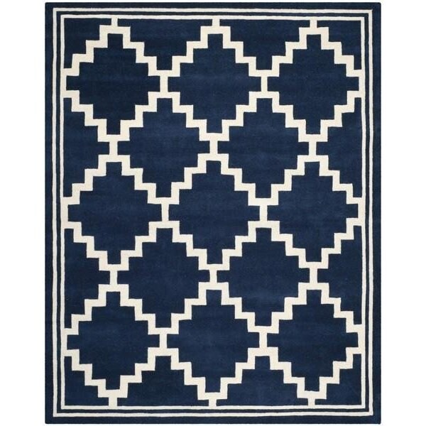Safavieh Chatham Hand Tufted Rectangle Rug- Navy - Ivory- 2 ft. 3 in. x 7 ft. - CHT743C-27