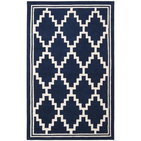 Safavieh Chatham Hand Tufted Rectangle Rug- Navy - Ivory- 2 ft. 3 in. x 7 ft. - CHT743C-27