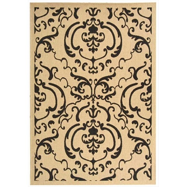 Safavieh 2 Ft. - 7 In. X 5 Ft. Small Rectangle- Indoor - Outdoor Courtyard Sand And Black Machine Made Rug - CY2663-3901-3