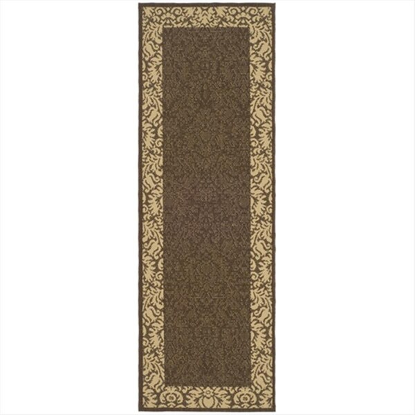 Safavieh 2 Ft. -2 In. X 12 Ft. Runner Indoor-Outdoor Courtyard- Chocolate And Natural- Machine Made Rug - CY2727-3409-212