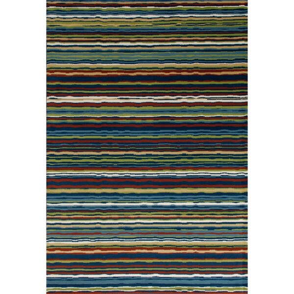 Standalone 3 x 4 ft. Seaport Collection Wavy Stripe Woven Area Rug, Multi Color - ST2590073
