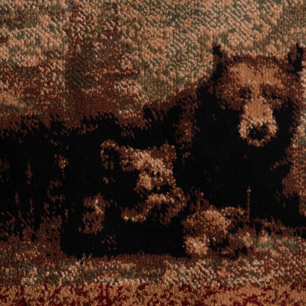 Flash Furniture 6' x 9' Brown Mother Bear & Cubs Olefin Area Rug - OKR-RG1114-69-BN-GG