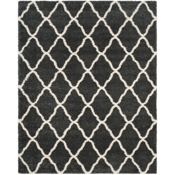 Safavieh 8 x 10 ft. Hudson Shag Power Loomed RugDark Grey & Ivory Large Rectangle - SGH283G-8