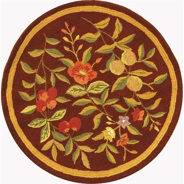 Safavieh 3 ft. x 3 ft. Round- Country and Floral Chelsea Burgundy Hand Hooked Rug - HK210C-3R