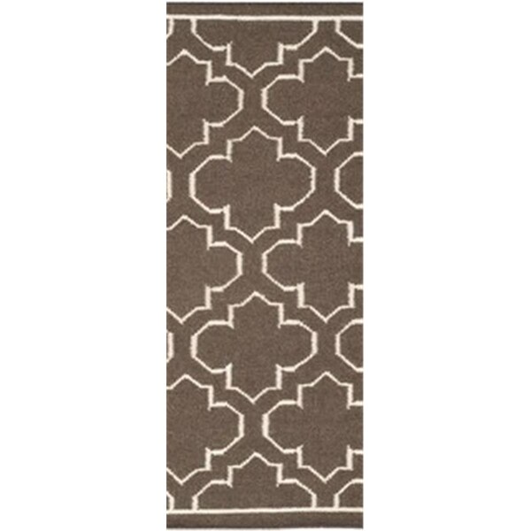 Safavieh 2 Ft. -6 In. X 7 Ft. Runner Contemporary Dhurries- Brown And Ivory- Flatweave Rug - DHU625C-27