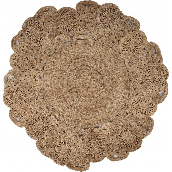 Homeroots 72 x 72 in. Natural Bloom Boutique Jute Rug - 394226