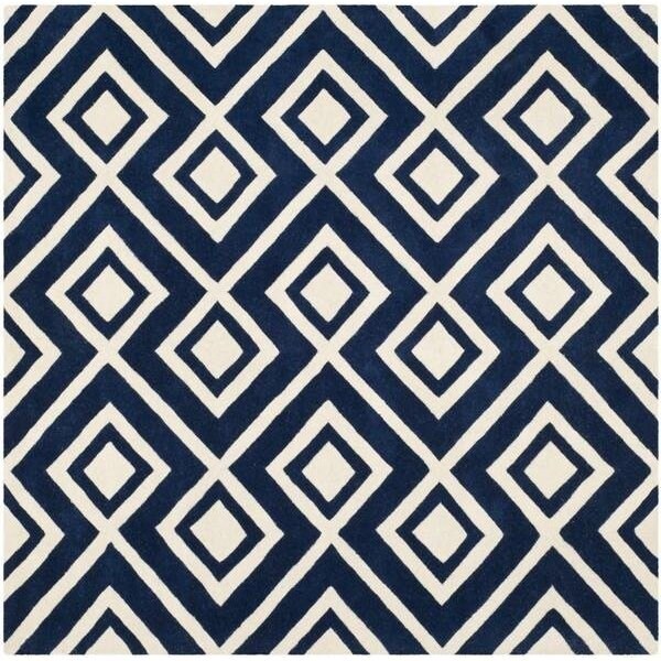 Safavieh 7 x 7 ft. Chatham Hand Tufted Square Area RugDark Blue & Ivory - CHT742C-7SQ