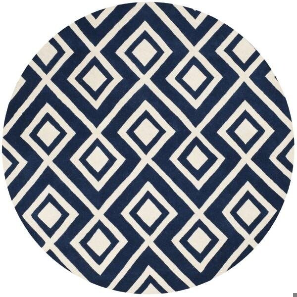 Safavieh 7 x 7 ft. Chatham Hand Tufted Square Area RugDark Blue & Ivory - CHT742C-7SQ
