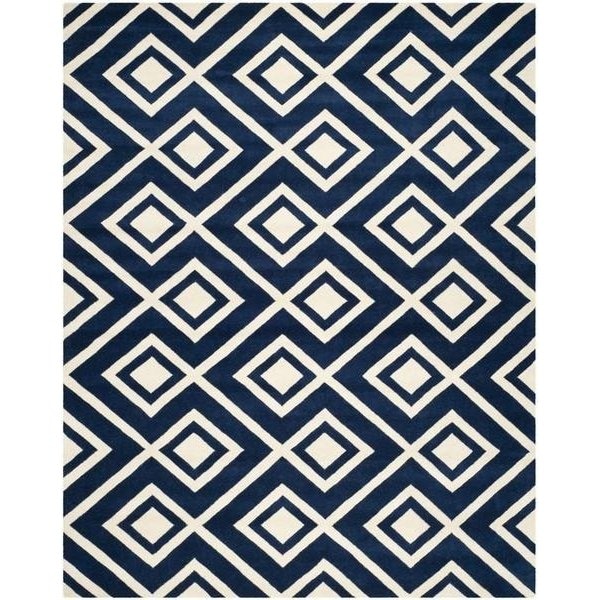 Safavieh 7 x 7 ft. Chatham Hand Tufted Square Area RugDark Blue & Ivory - CHT742C-7SQ