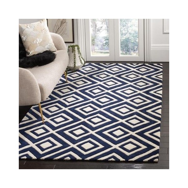 Safavieh 7 x 7 ft. Chatham Hand Tufted Square Area RugDark Blue & Ivory - CHT742C-7SQ