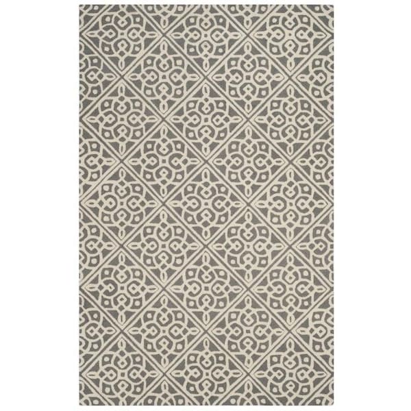Safavieh 4 x 6 ft. Medium Rectangle Cambridge Hand Tufted Rug, Dark Grey and Ivory - CAM731D-4