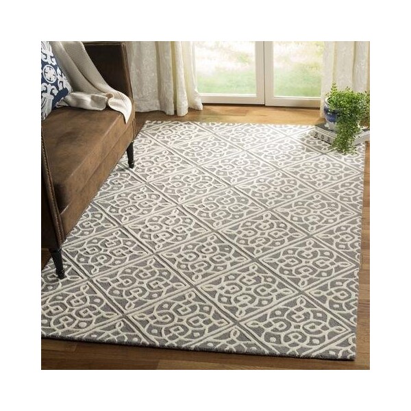 Safavieh 4 x 6 ft. Medium Rectangle Cambridge Hand Tufted Rug, Dark Grey and Ivory - CAM731D-4