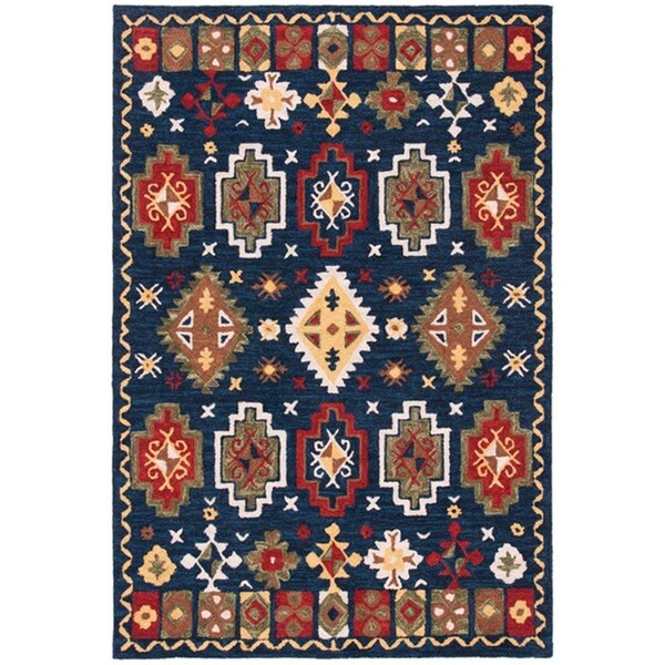Safavieh 6 x 6 ft. Heritage Bohemian Square Hand Tufted Rug Navy & Red - HG353N-6SQ