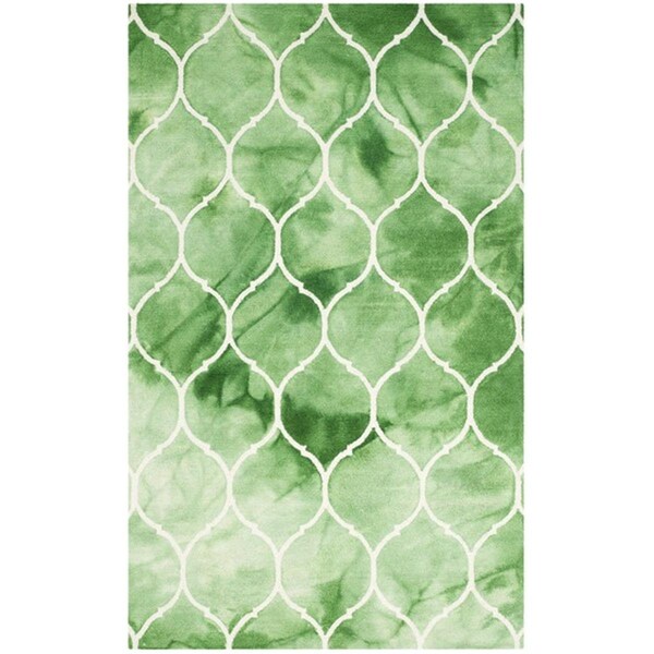 Safavieh 3 x 5 ft. Small Rectangle Dip Dye Hand Tufted RugGreen & Ivory - DDY685Q-3