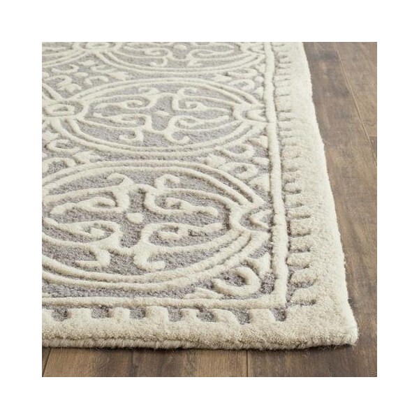 Safavieh 2 ft.-6 in. x 8 ft. Runner Transitional Cambridge- Silver and Ivory Hand Tufted Rug - CAM123D-28