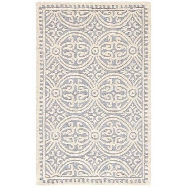 Safavieh 2 ft.-6 in. x 8 ft. Runner Transitional Cambridge- Silver and Ivory Hand Tufted Rug - CAM123D-28