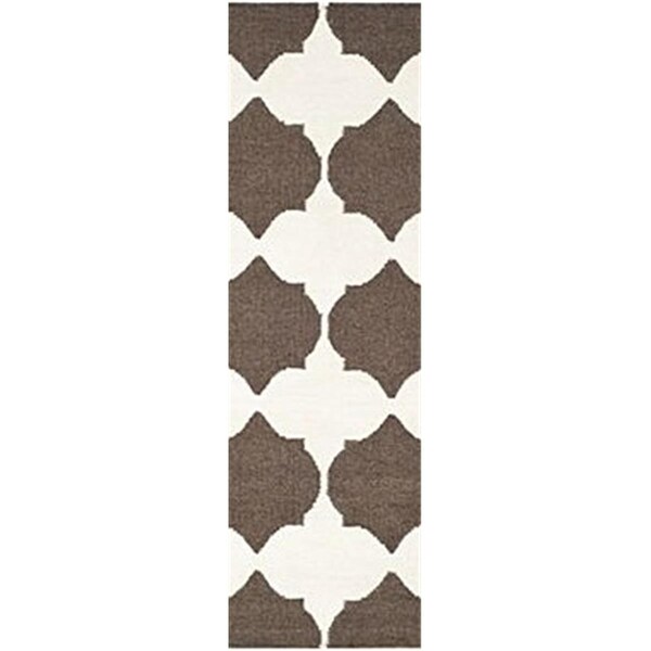 Safavieh 2 Ft. -6 In. X 7 Ft. Runner Contemporary Dhurries- Brown And Ivory- Flatweave Rug - DHU624C-27