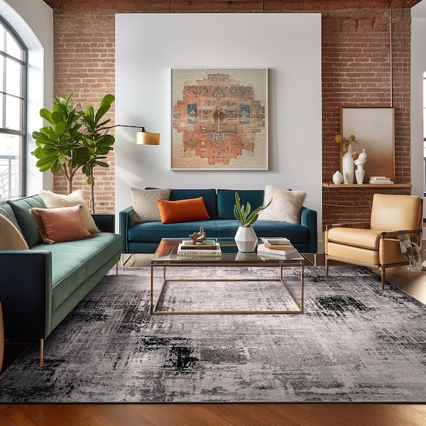 World Rug Gallery Dublin Contemporary Abstract Area Rug 5' X 7' Black - 4053BLACK5X7