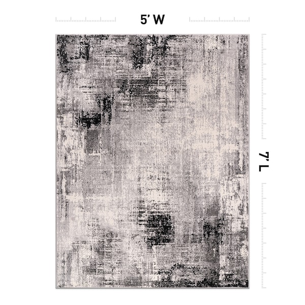 World Rug Gallery Dublin Contemporary Abstract Area Rug 5' X 7' Black - 4053BLACK5X7