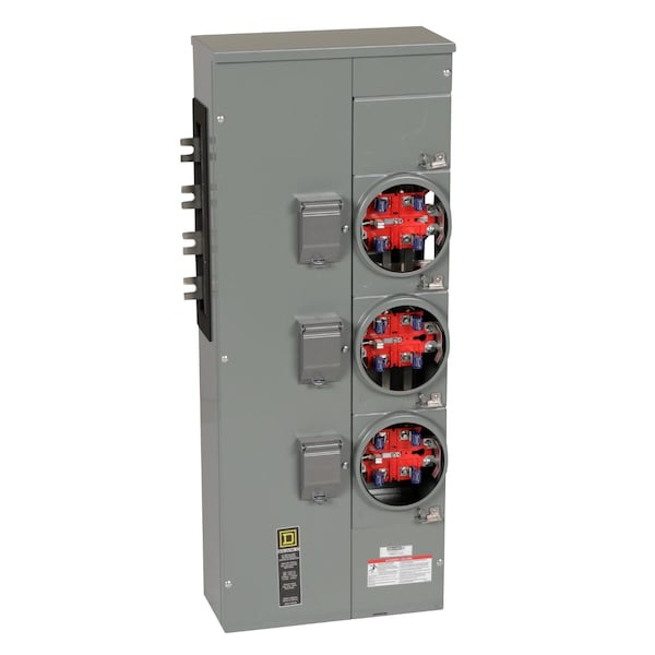 Square D Branch unit, EZ Meter-Pak, 225A, 3 x 5 jaw sockets, 208Y/120VAC, no bypass, ringless, 800A Al busbar - EZMR313225