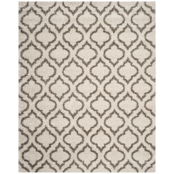 Flowers First 6 x 9 ft. Hudson Shag Power Loomed Rug, Ivory & Grey - Medium Rectangle - FL1874482