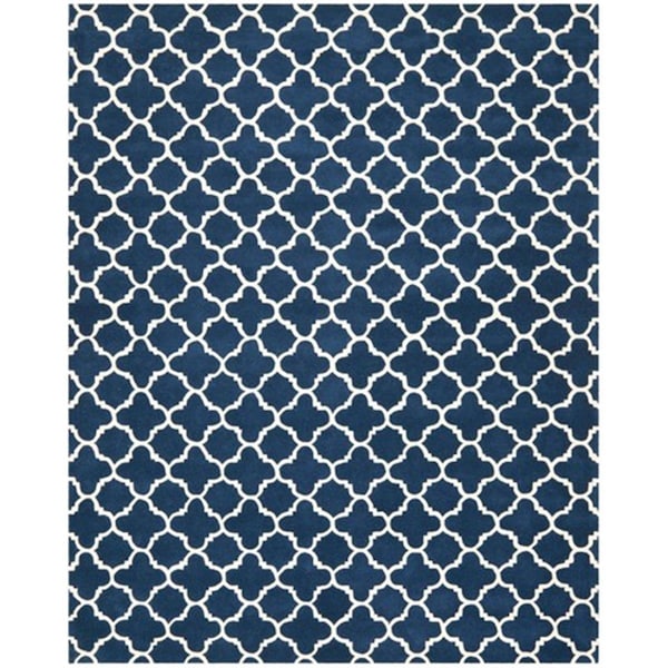 Safavieh Chatham Hand Tufted Runner Rug- Dark Blue - Ivory- 2 ft. 3 in. x 11 ft. - CHT717C-211