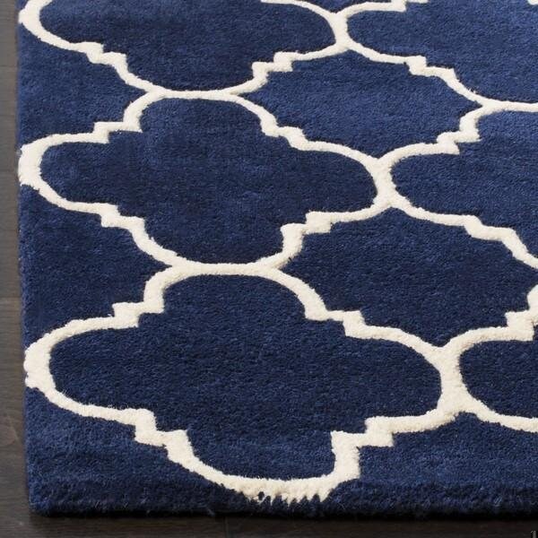 Safavieh Chatham Hand Tufted Runner Rug- Dark Blue - Ivory- 2 ft. 3 in. x 11 ft. - CHT717C-211