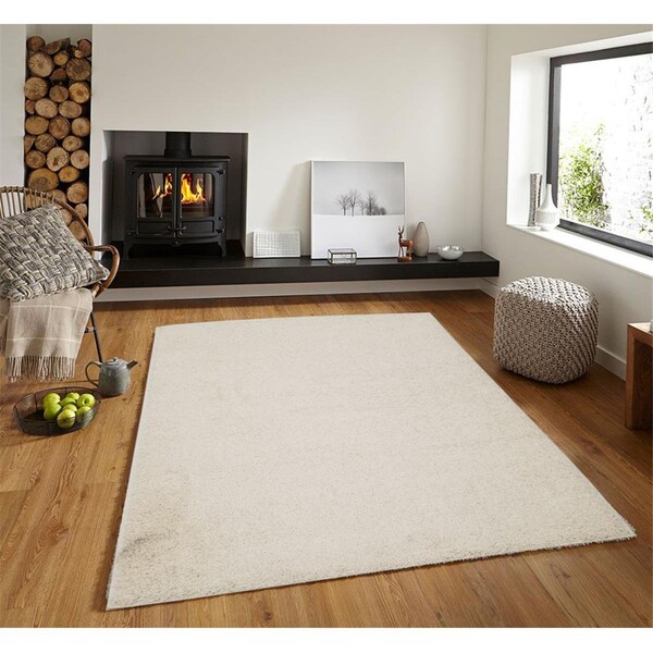 Terreno 5 x 7 ft. Discount World Shaggy Collection Cream Area Rug - TE2586232