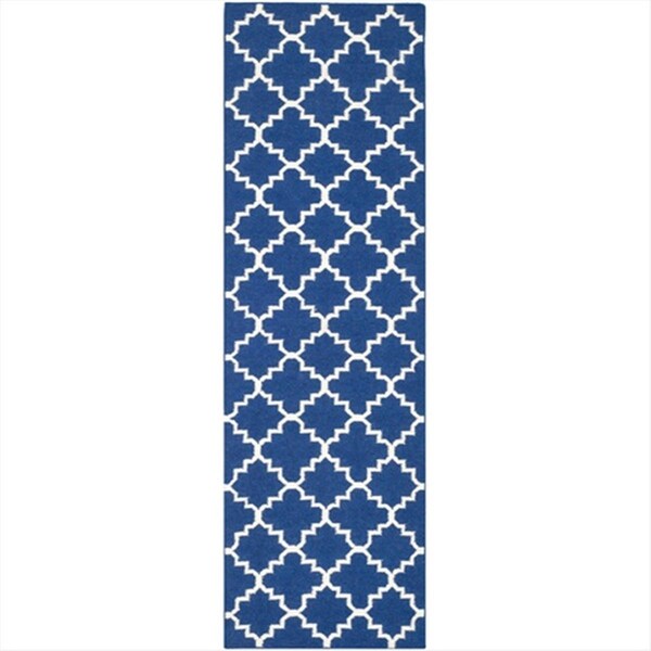 Safavieh 2 ft. -6 in. x 8 ft. Runner Contemporary Dhurries- Dark Blue- Hand Woven Rug - DHU566A-28