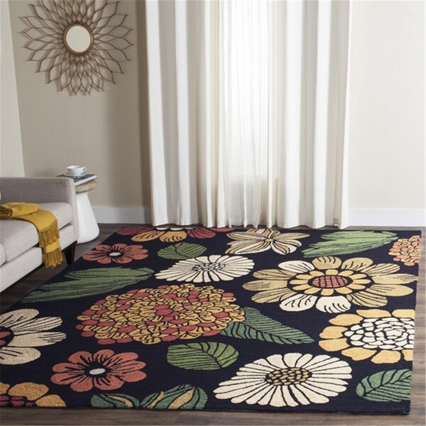Safavieh 4 x 6 ft. Four Seasons Hand Hooked Small Rectangle Area RugBlack - FRS391E-4