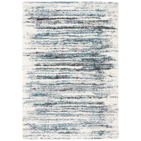 Safavieh 2 ft. 3 in. x 6 ft. Contemporary Fontana Shag 800 Runner Rug, Ivory & Teal - FNT850B-26