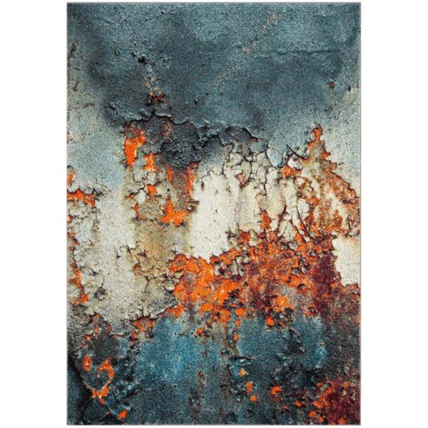 Flowers First 5 ft. 3 in. x 7 ft. 6 in. Glacier Power Loomed Area Rug, Blue & Multi Color - Medium Rectangle - FL1868159