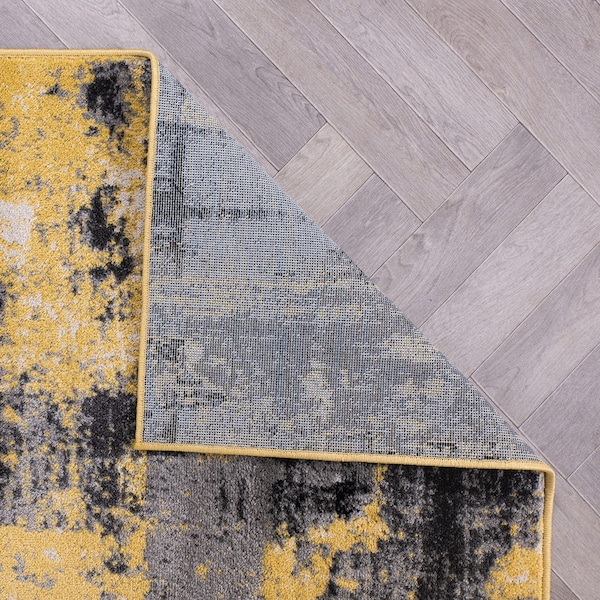 World Rug Gallery Modern Abstract Design Non Shedding Soft Area Rug 2' x 7' Yellow - 402YELLOW2X7