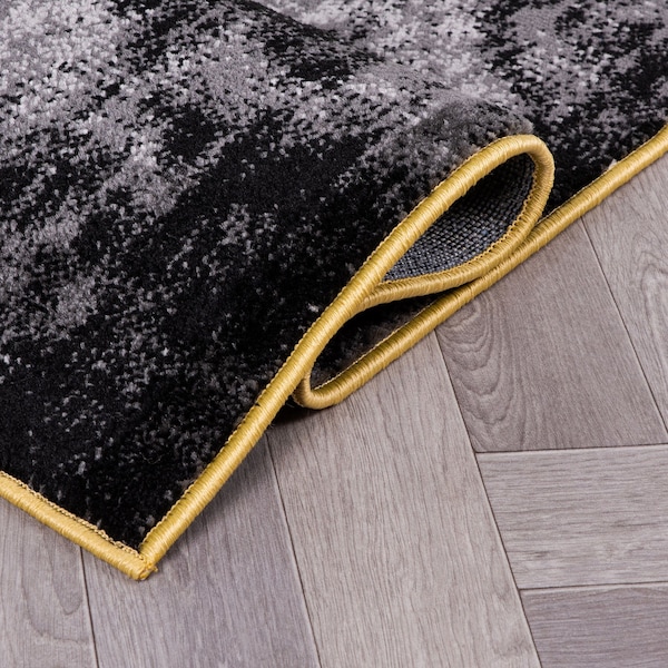 World Rug Gallery Modern Abstract Design Non Shedding Soft Area Rug 2' x 7' Yellow - 402YELLOW2X7