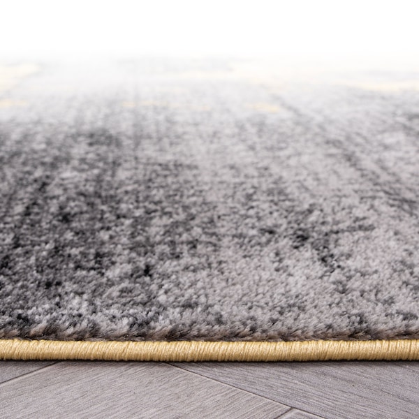 World Rug Gallery Modern Abstract Design Non Shedding Soft Area Rug 2' x 7' Yellow - 402YELLOW2X7