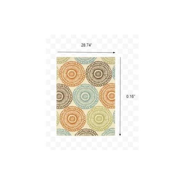 Homeroots 3 x 5 ft. Beige & Blue Medallion Indoor & Outdoor Area Rug - 388689