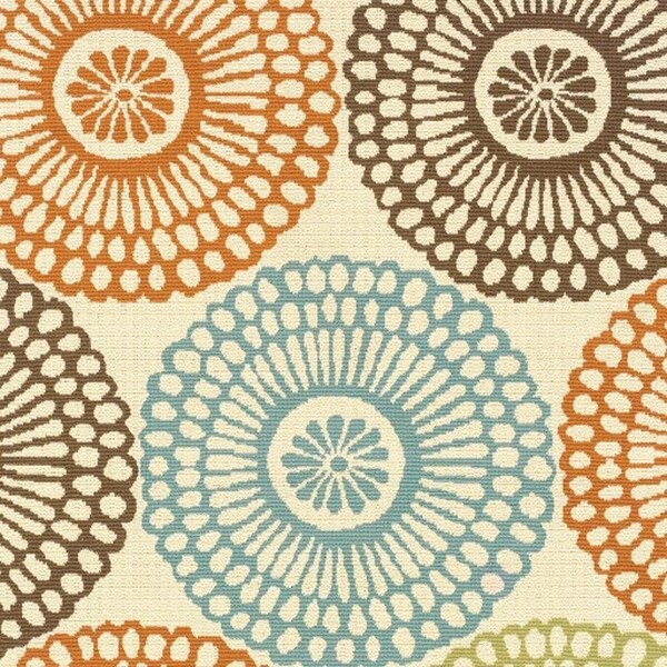 Homeroots 3 x 5 ft. Beige & Blue Medallion Indoor & Outdoor Area Rug - 388689
