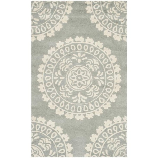 Safavieh 2 x 3 ft. Rectangle Contemporary Bella- Grey and Ivory Hand Tufted Rug - BEL122A-2