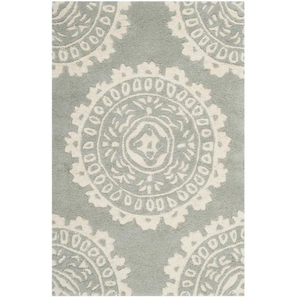 Safavieh 2 x 3 ft. Rectangle Contemporary Bella- Grey and Ivory Hand Tufted Rug - BEL122A-2