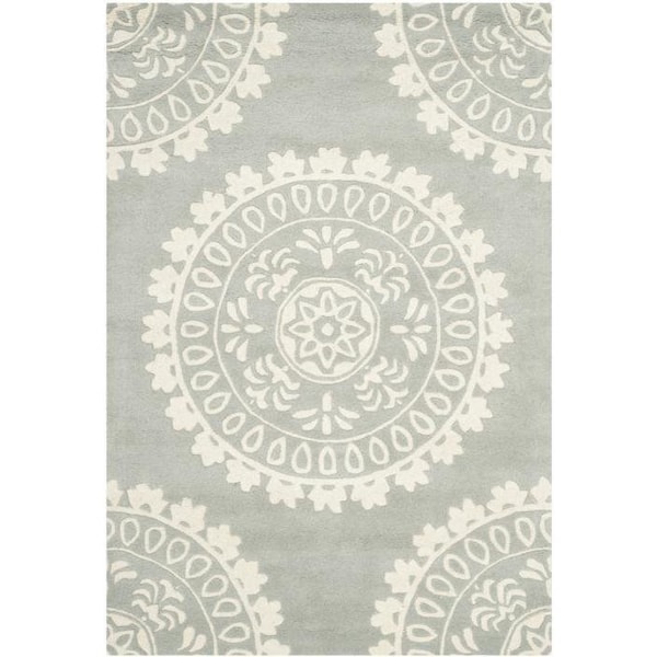 Safavieh 2 x 3 ft. Rectangle Contemporary Bella- Grey and Ivory Hand Tufted Rug - BEL122A-2