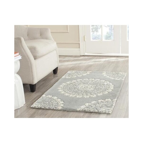 Safavieh 2 x 3 ft. Rectangle Contemporary Bella- Grey and Ivory Hand Tufted Rug - BEL122A-2