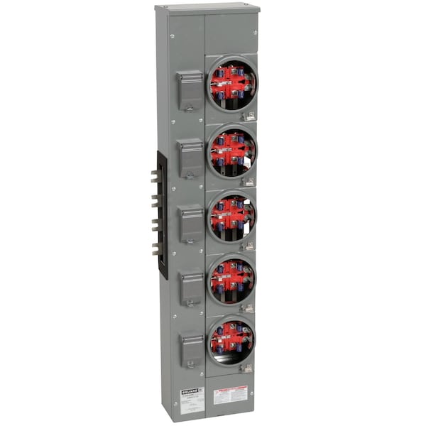 Square D Branch unit, EZ Meter-Pak, 125A, 5 x 5 jaw sockets, 208Y/120VAC, no bypass, ringless, 800A Al busbar - EZMR315125