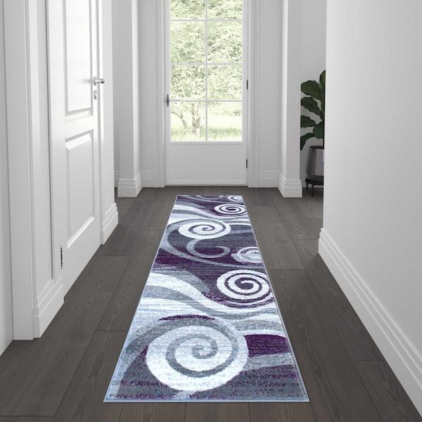 Flash Furniture Purple 2' x 7' Modern Swirl Pattern Area Rug - OKR-RG1103-27-PU-GG