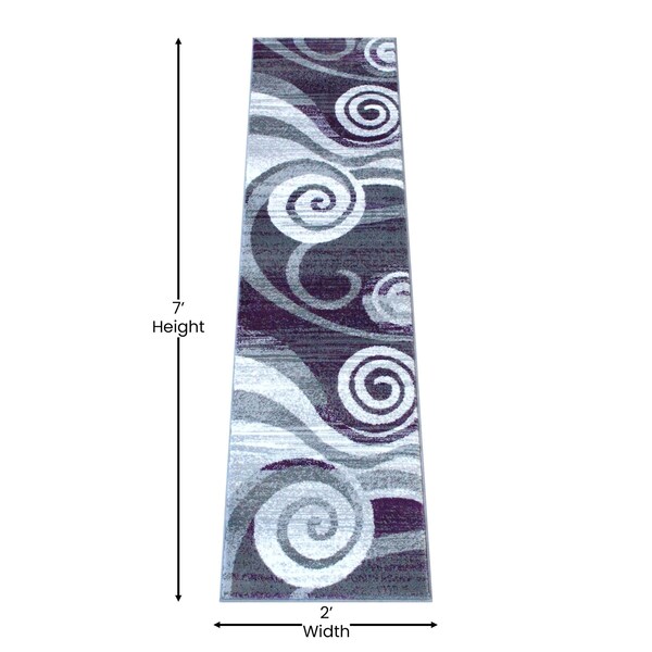 Flash Furniture Purple 2' x 7' Modern Swirl Pattern Area Rug - OKR-RG1103-27-PU-GG