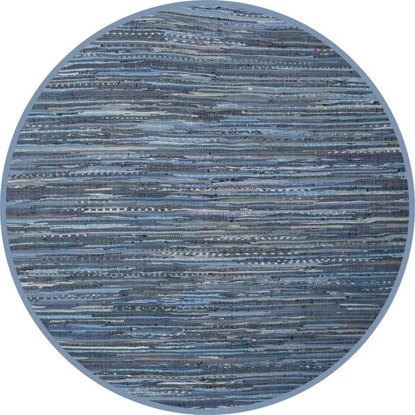 Safavieh 4 x 4 ft. Rag Hand Woven Rug, Round - Blue and Multi Color - RAR127B-4R