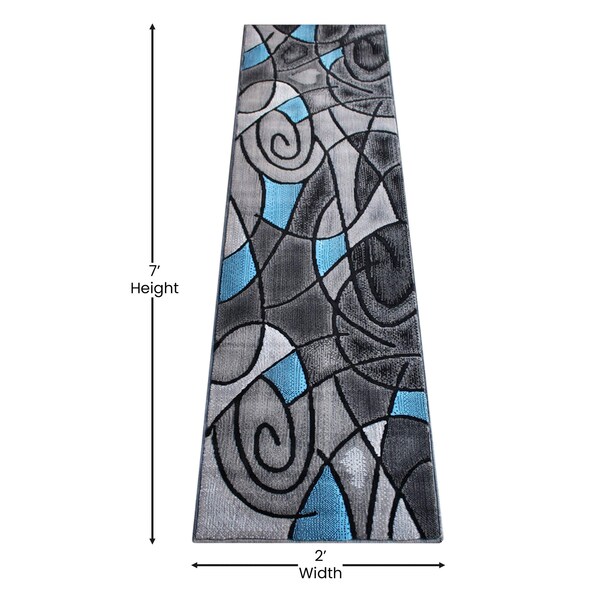 Flash Furniture Blue 2' x 7' Abstract Design Accent Rug - ACD-RGTRZ860-27-BL-GG