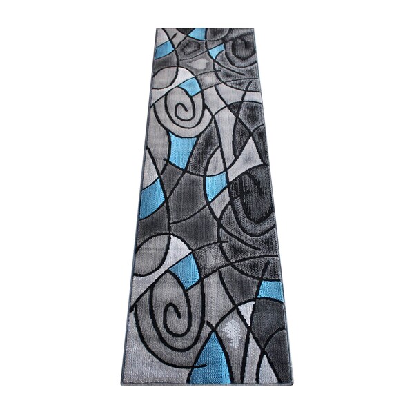 Flash Furniture Blue 2' x 7' Abstract Design Accent Rug - ACD-RGTRZ860-27-BL-GG