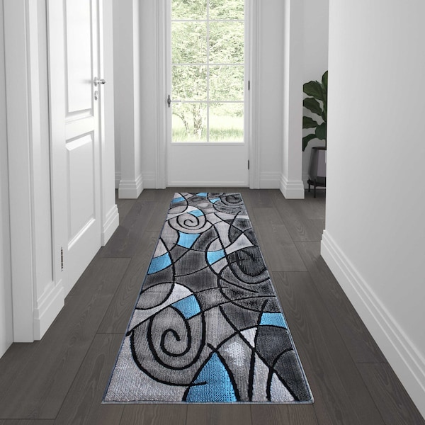Flash Furniture Blue 2' x 7' Abstract Design Accent Rug - ACD-RGTRZ860-27-BL-GG